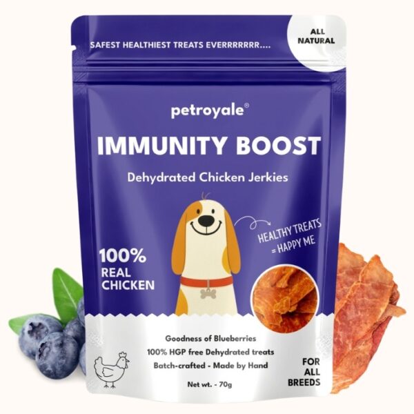 Petroyale Dehydrated Chicken Jerky for Dogs – Immunity Boost (Blueberries & Prebiotics)